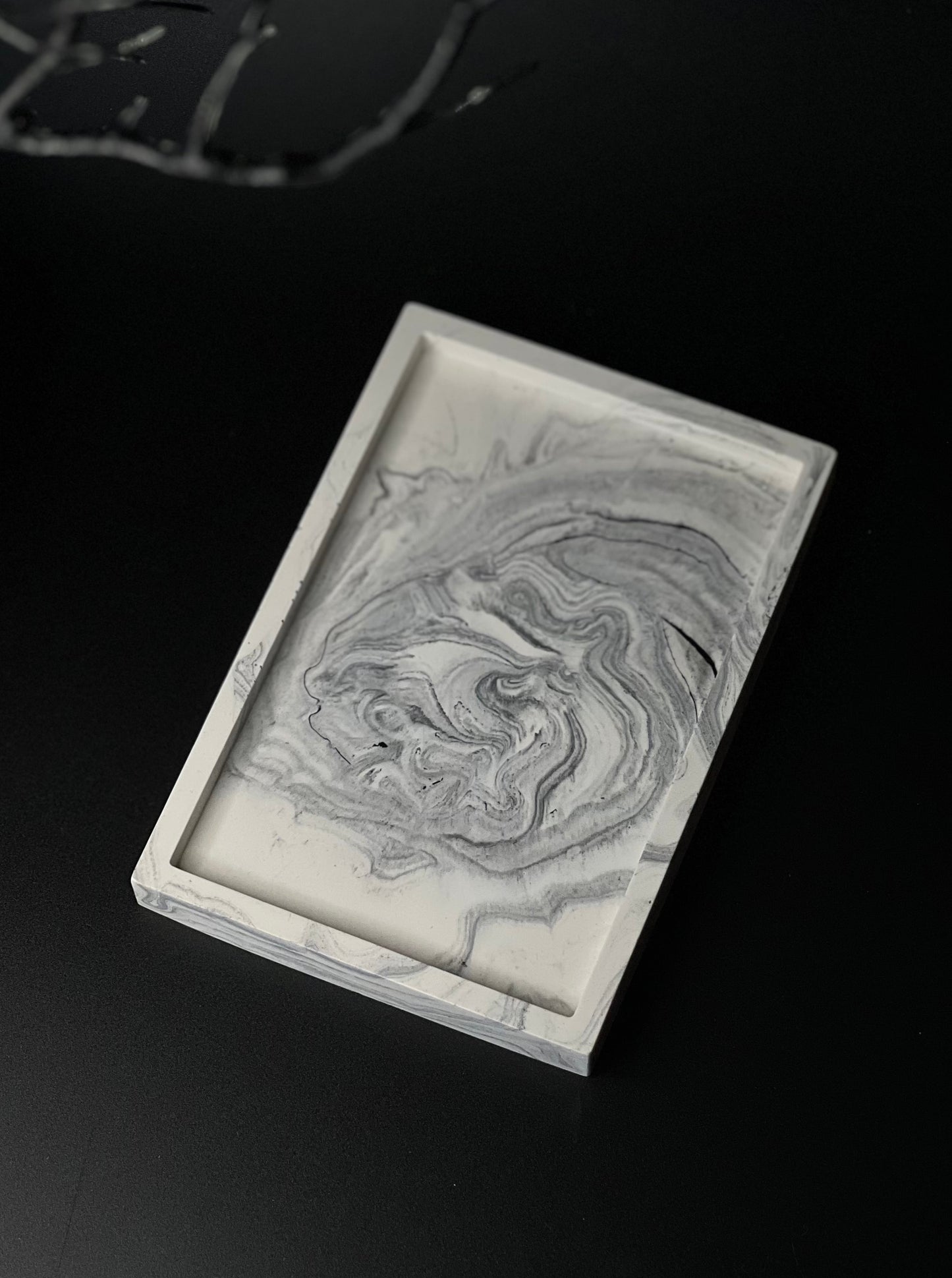 Stačiakampis padėkliukas I Black & white marble