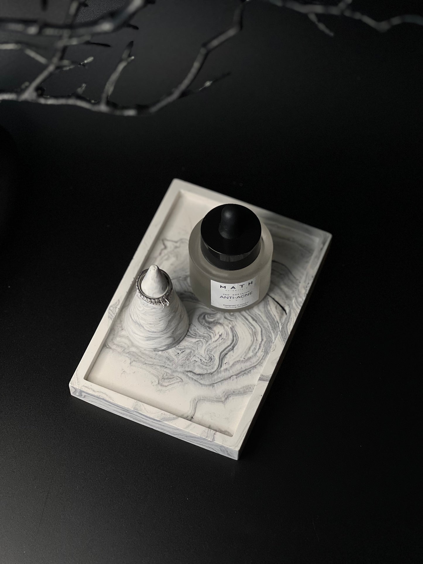 Stačiakampis padėkliukas I Black & white marble