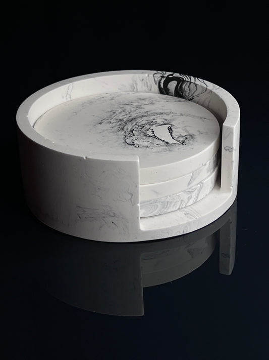 Padėkliukių rinkinys I Black & white marble